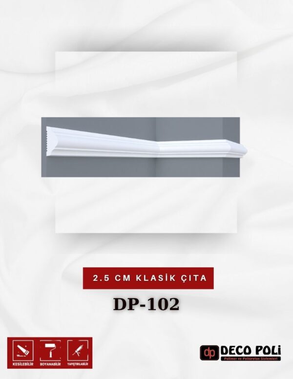 2,5cm Klasik Boyanabilir Duvar Çıtası DP-102